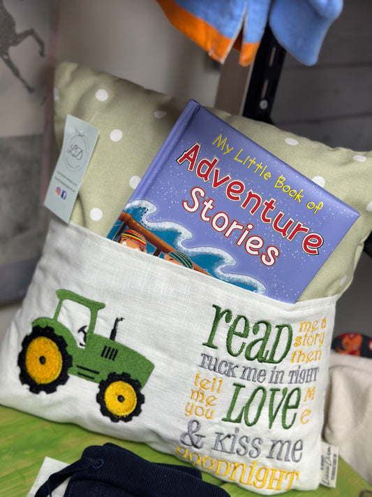 Luxury Reading Pillow | Green Tractor