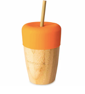 Eco Rascals Bamboo Cup with Straw - Orange