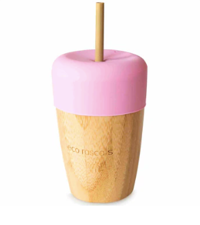 Eco Rascals Bamboo Cup with straw - Pink