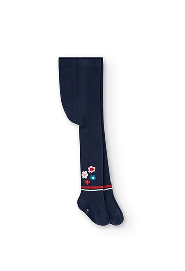 Boboli Girls Navy Floral Tights